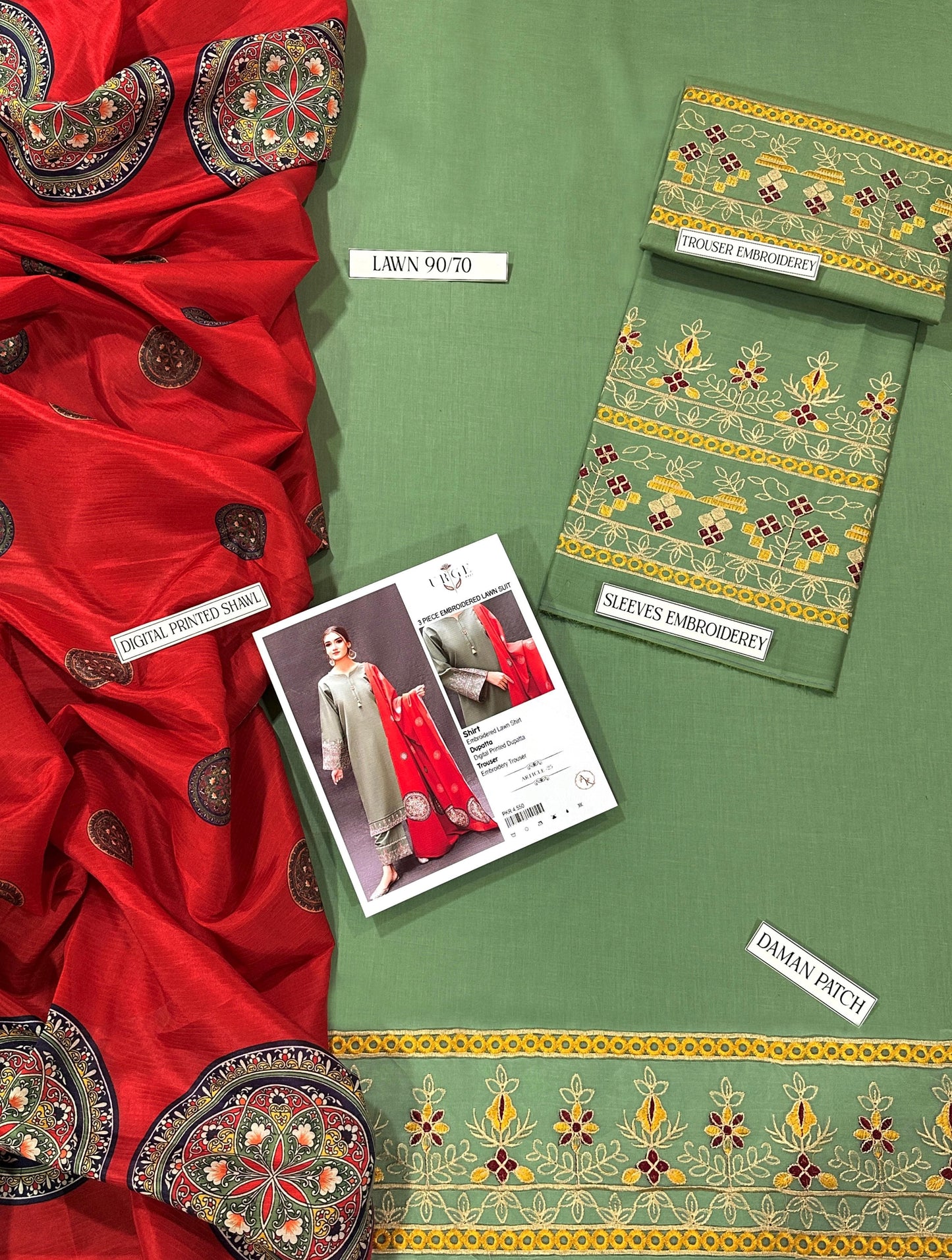 PURE LAWN 3PC EMBROIDERED
