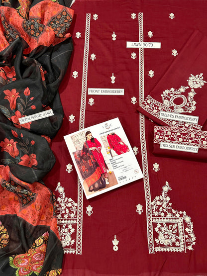 PURE LAWN 3PC EMBROIDERED