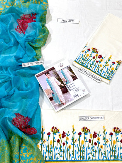 PURE LAWN 3PC EMBROIDERED