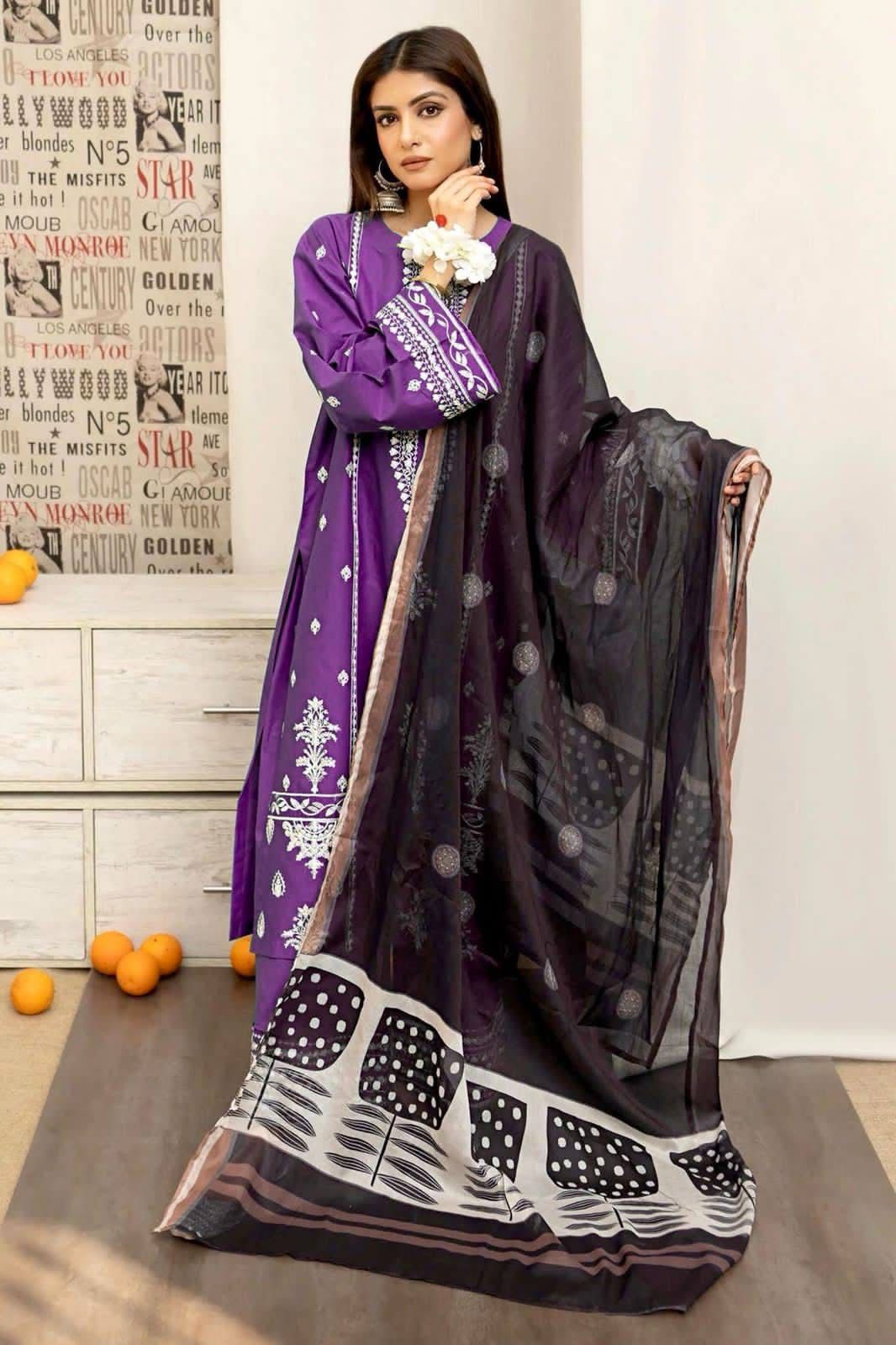 DHANAK 3PC EMBROIDERED
