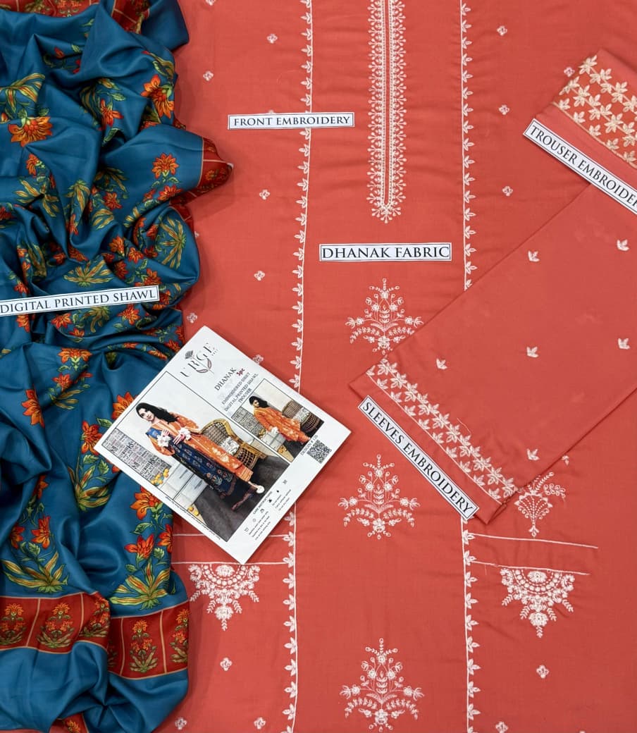 DHANAK 3PC EMBROIDERED