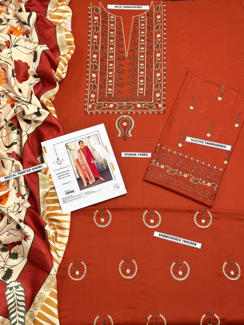 DHANAK 3PC EMBROIDERED