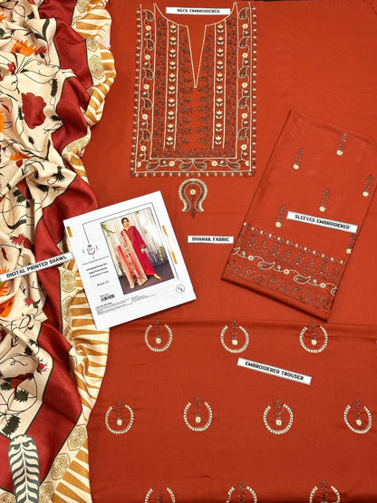 DHANAK 3PC EMBROIDERED