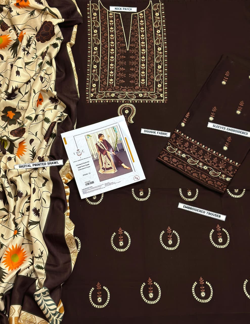 DHANAK 3PC EMBROIDERED