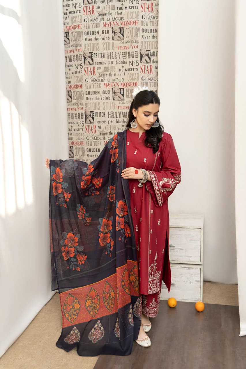 DHANAK 3PC EMBROIDERED